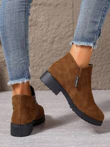 2024 Autumn/Winter New Women Shoes Boots Side Zipper Short Boots Low Heel Low-Shaft Fashion Ankle Boots For Women