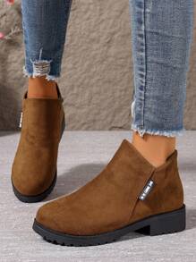 2024 Autumn/Winter New Women Shoes Boots Side Zipper Short Boots Low Heel Low-Shaft Fashion Ankle Boots For Women