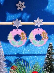 1 Cặp Hoa tai hình móng ngựa bằng Acrylic thời trang Giáng sinh dễ thương hoạt hình vui nhộn cây thông Noel, vòng hoa, trang sức tiệc ngày lễ cho phụ nữ - Nhiều màu - Xem 13