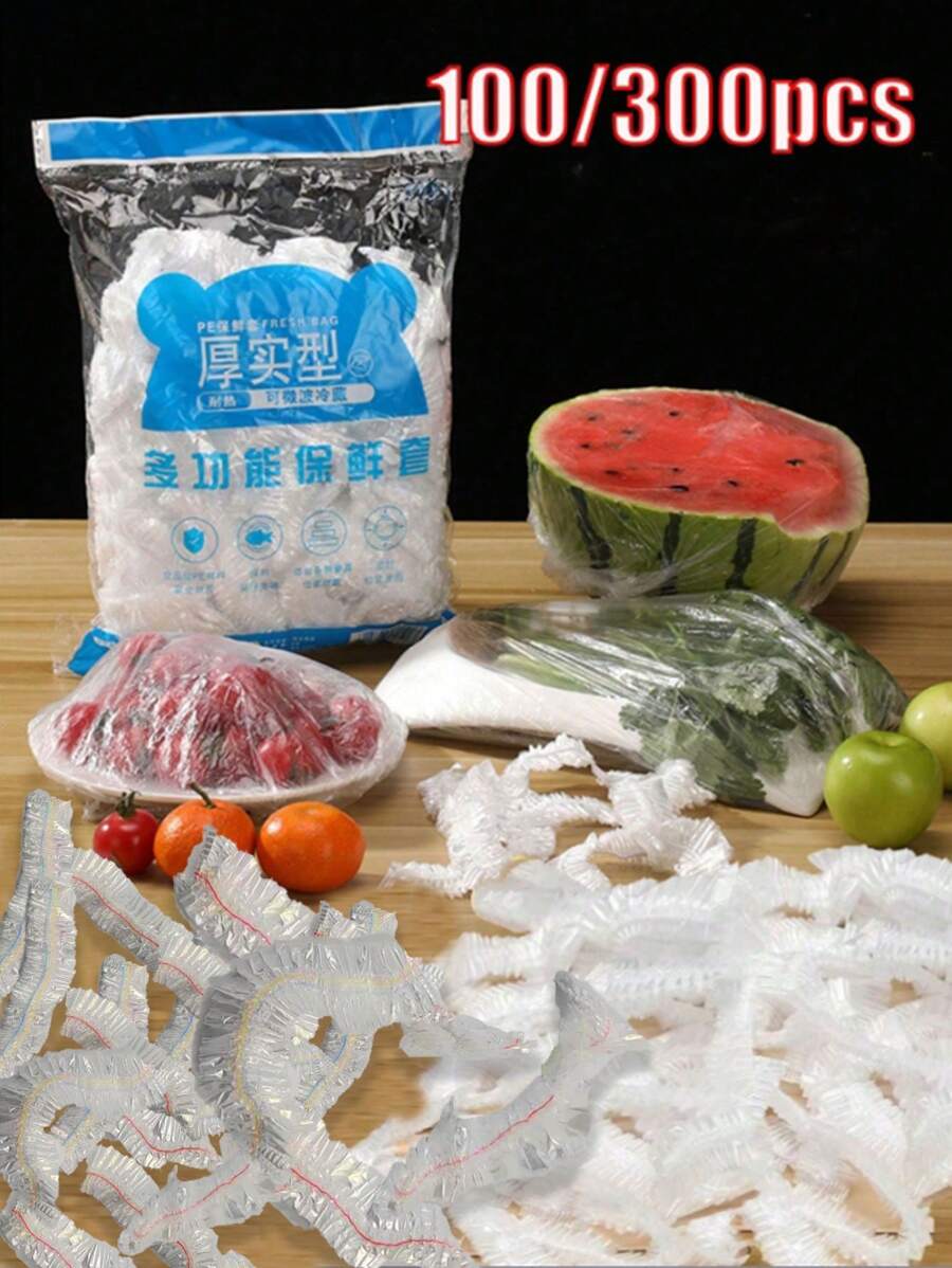 100/200/300/400/500pcs Plastic Wrap Covers, Dustproof, Anti-Insect, Suitable For Bowls, Plates, Also Can Be Used As Shower Caps, Multi-Purpose, Easy To Use (Multiple Sizes Available) - Multicolor - View 1