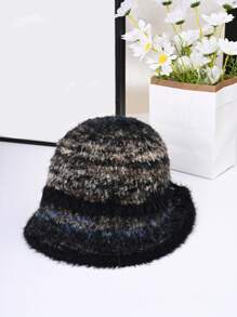 1pc Women's Fashionable Warm Bucket Hat, Fleece Hat, Suitable For Autumn/Winter Outings, Dates And Other Occasions