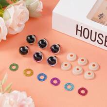 120/180pcs Sparkling Sequin Doll Eyes And Nose Set, Colorful 3D Embroidered Plastic Eyes With Washers, For Amigurumi Plush Toys, Dolls, Puppets, Bears DIY Crafts (Assorted Colors)