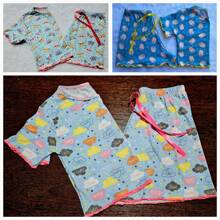 Pijama Feminino Adulto Ondinha Cropped Baby Doll Short Estampado Suede Roupa de Dormir