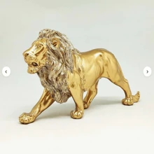 Lion Sculpture Decoration Table Ornament Shelf Office - 金色 - 查看 4