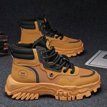 Men's Shoes 2024 Fall New Casual All-Match Boots Fashion Wear-Resistant Shoes Men's Breathable Work Shoes - màu nâu - Xem 7
