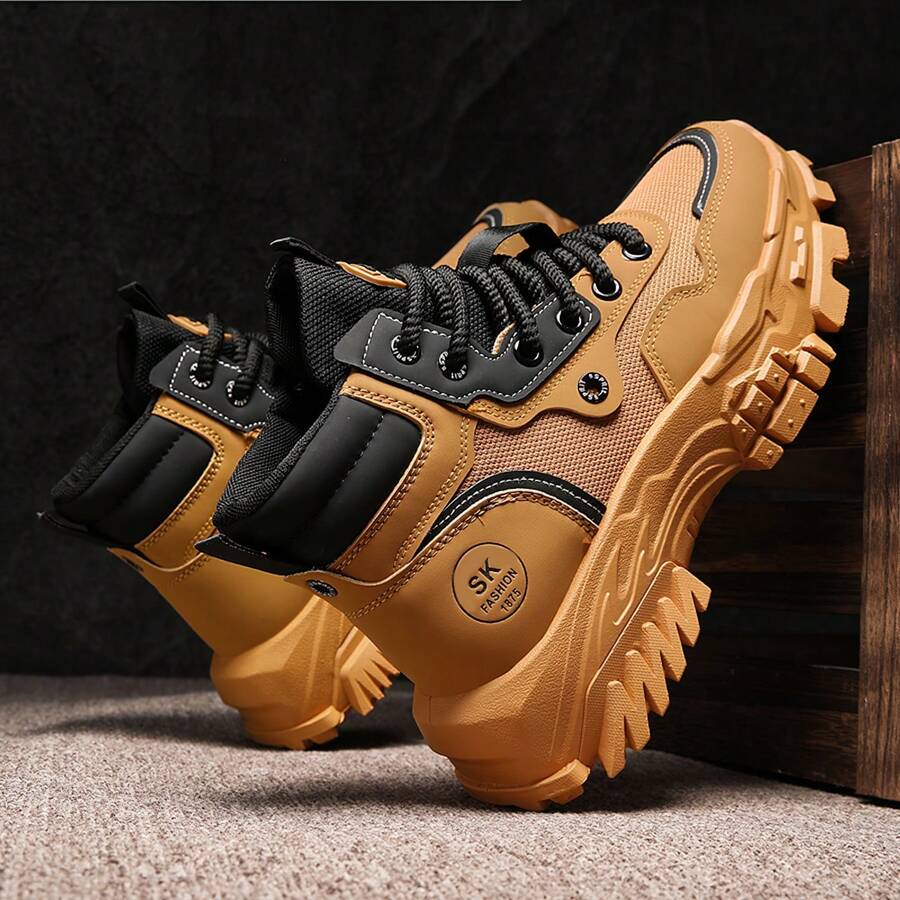Men's Shoes 2024 Fall New Casual All-Match Boots Fashion Wear-Resistant Shoes Men's Breathable Work Shoes - màu nâu - Xem 1