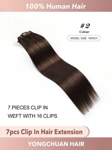 7Pcs One Set Clip In Hair Extensions Real Human Hair, Hair Extensions Real Human Hair Straight, Premium Soft Remy Human Hair Clip In Extensions For Women - S2 - Xem 2