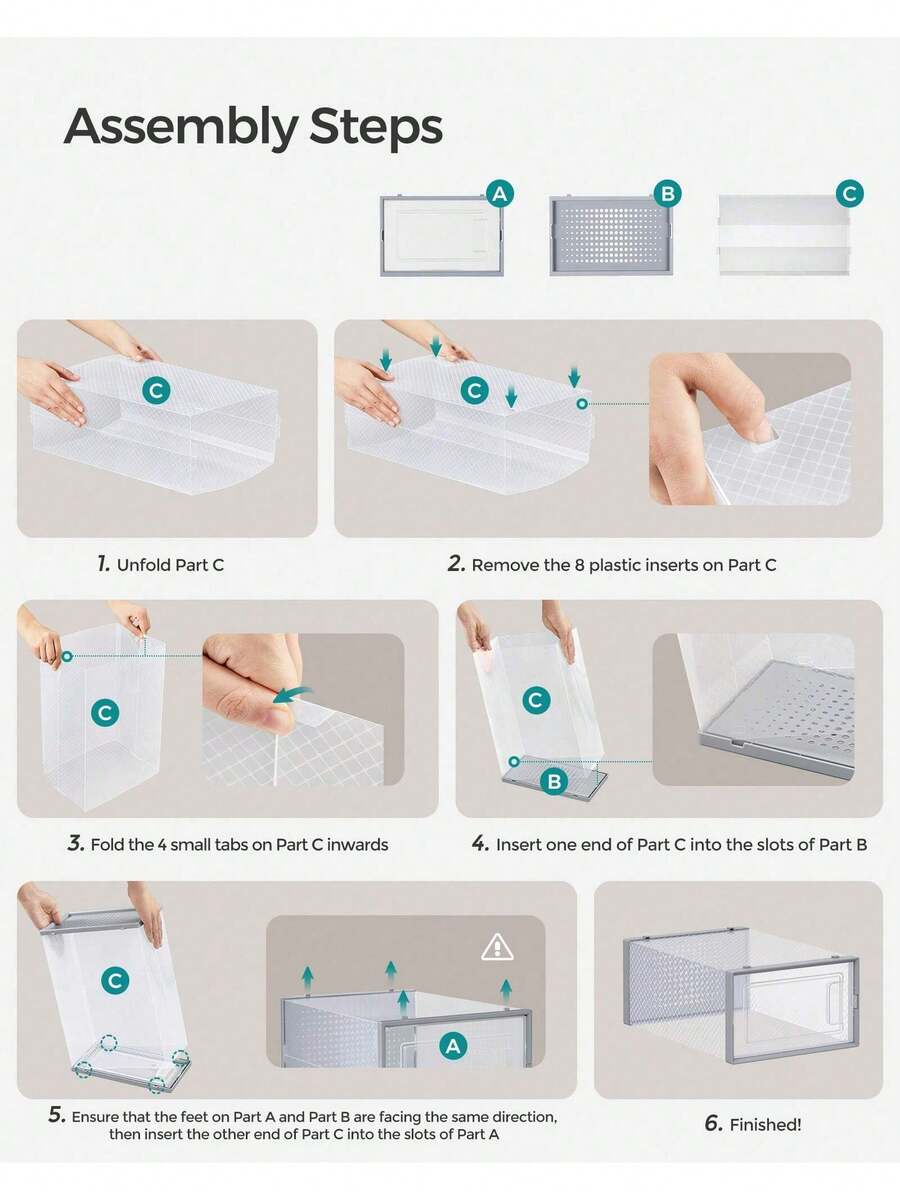 SONGMICS Shoe Boxes, Pack Of 12 Stackable Shoe Storage Organisers