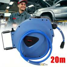 65ft 20m Air Hose Reel Auto Retractable Rewind Air Line Compressor Wall Mounted - Blue - View 2