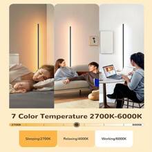 1pc RGBCW LED Corner Floor Lamp, Minimalist Dimmable Mood Lamp, 57 Inch Standing Tall Lamp, Remote Control For Living Room, Bedroom, Home Office, Party, Lighting And Home Decor, 3000K-6000K Warm White Light - 黑色燈架 - 查看 5