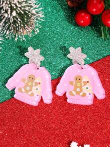 1 Cặp Hoa tai hình móng ngựa bằng Acrylic thời trang Giáng sinh dễ thương hoạt hình vui nhộn cây thông Noel, vòng hoa, trang sức tiệc ngày lễ cho phụ nữ - Nhiều màu - Xem 10
