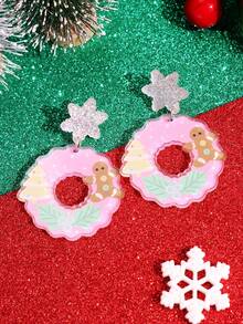 1 Cặp Hoa tai hình móng ngựa bằng Acrylic thời trang Giáng sinh dễ thương hoạt hình vui nhộn cây thông Noel, vòng hoa, trang sức tiệc ngày lễ cho phụ nữ - Nhiều màu - Xem 8