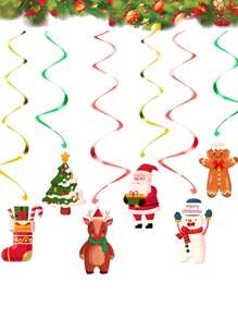 12 piezas, Decoraciones colgantes de remolinos navideños, adornos navideños colgantes de muñeco de nieve para decoración de interiores y exteriores, suministros para fiestas navideñas - Multicolor - Ver 9