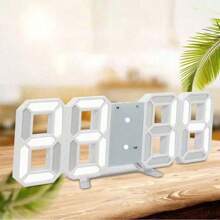1 个 USB 数据线电源桌面 3D 数字闹钟卧室夜光 LED 挂钟简约多功能电子钟创意 3D 立体数字钟简约时尚简约夜视闹钟客厅房间智能感光闹钟功能可悬挂和摆放,家居装饰,房间装饰 - 彩色 - 查看 17
