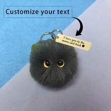 1 件女士定制卡通猫钥匙扣，个性化钥匙扣吊坠饰品，钥匙扣，包包饰品，汽车钥匙扣，可爱女孩礼物，配饰，可爱黑尘球猫毛绒钥匙扣可定制文字钥匙扣吊坠，背包饰品，心形，腮红，手 - 彩色 - 查看 17