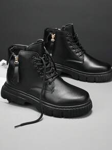 Men's New Autumn Winter Outdoor Thick-Soled High-Top Casual Fashion Boots - Black - View 1