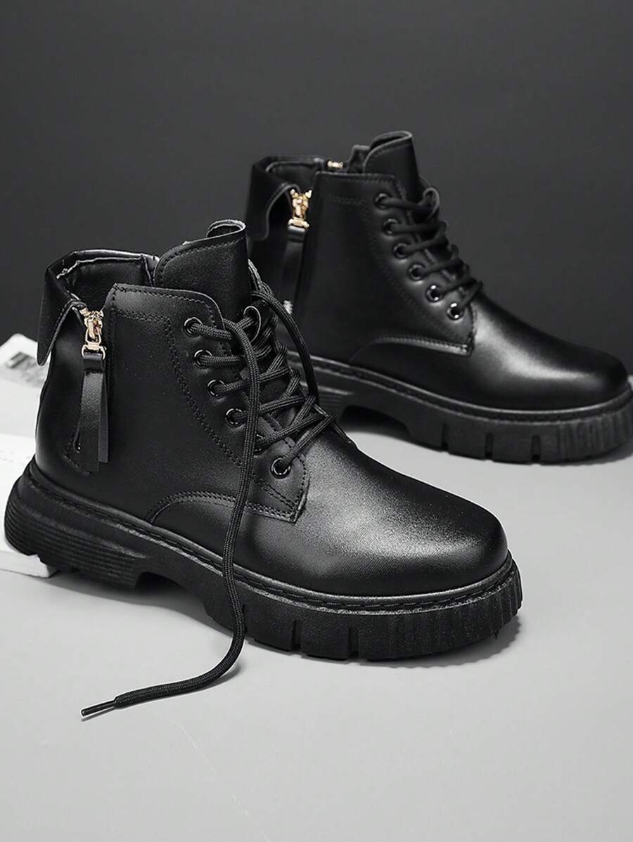 Men's New Autumn Winter Outdoor Thick-Soled High-Top Casual Fashion Boots - Black - View 1