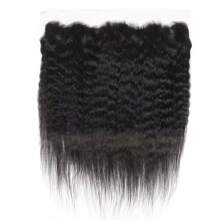 Kinky Straight Bundles With Frontal Brazilian Human Hair Unprocessed 9A Yaki Straight Virgin Hair 3 Bundles With 13x4 Lace Frontal Ear To Ear Remy Hair Extensions Natural Color - Natural Black - Xem 2