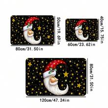 1 tấm thảm sàn trang trí hình ông già Noel và mặt trăng, thảm chùi chân ngày lễ bầu trời sao vàng Giáng sinh, thảm chống trượt tiêu chuẩn, thảm mềm nhẹ, đồ trang trí nhà Giáng sinh - màu đen - Xem 9