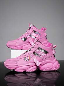 Women's Comfortable High-Top Sneakers For Outdoor Running & Basketball, Thick Soles