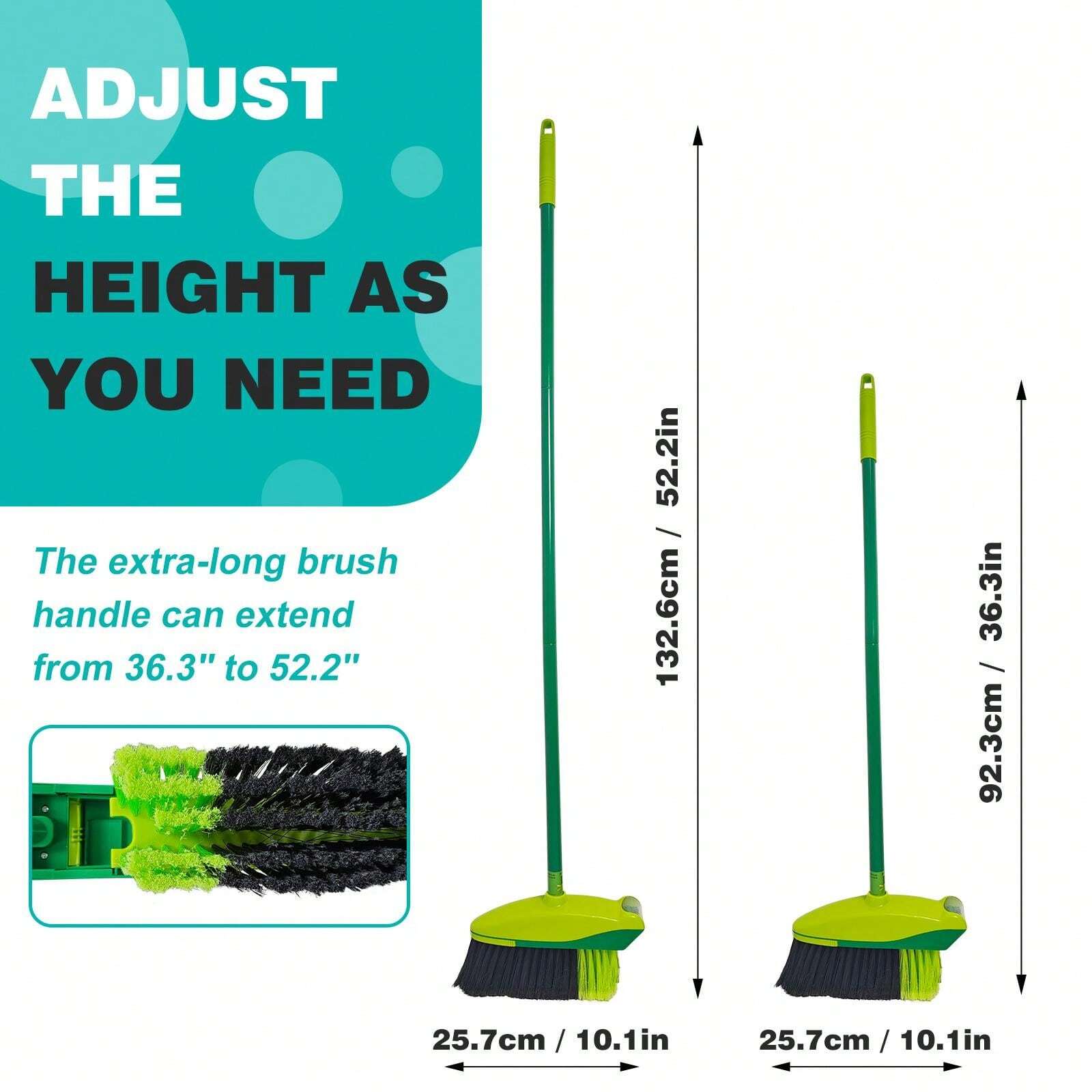 Smart Broom 2In1 Sweep Broom With Rotating Power Brush.No Dustpan