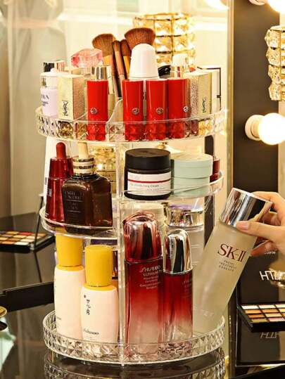 Organizador de maquillaje Transparente, Giratoria 360 grados, Soporte de exhibición