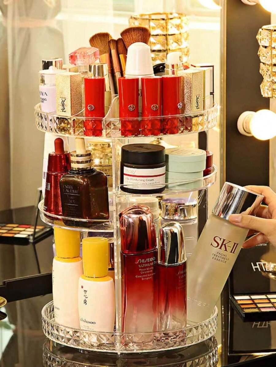 Organizador de maquillaje Transparente, Giratoria 360 grados, Soporte de exhibición