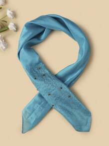 New Bling Rhinestone Multi-Color Fashionable Women Square Scarf Head Kerchief Small Thin Scarf - Multicolor - View 22