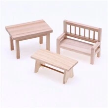 1pc Miniature Wooden Coffee Table For Dollhouse, Outdoor Camping Scene Photography Prop, Furniture Model Decor