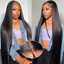 Put On And Go Glueless Wigs Human Hair Pre Plucked Pre Cut 6x6 Straight Lace Closure Wigs Human Hair Upgraded Glueless Wig Ready To Wear Glueless HD Lace Front Wigs For Women 200% Density - Natural Black - 查看 8