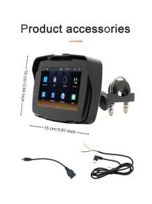 5 英寸摩托车收音机播放器、无线 Apple CarPlay 和 Android Auto、便携式摩托车 GPS 导航监视器、防水、IPS 高清触摸屏、Type-C、USB、双免提通话、支持汽车 DVR - 黑色 - 查看 7