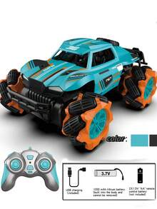 1 件儿童遥控特技车，360 度旋转，适用于各种地形，加厚车身耐摔耐撞（部分配件和颜色随机） - 1:20雙面特技車 - 查看 1