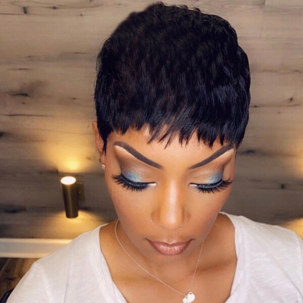 Perucas curtas para mulheres, cabelo humano real, corte pixie, peruca para cor preta, cabelo humano virgem, sem cola, sem renda frontal, peruca em camadas feita à máquina, dia dos namorados, 1B, perucas pixie para mulheres, corte de cabelo, perucas