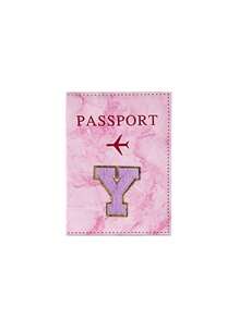 1 Stück Passcover, lila Handtuch mit A-Z Buchstaben Stickerei, unisex RFID Vintage Business Passhülle, tragbare multifunktionale ID/Bankkarten PU Leder Geldbörse - Pink - Übersicht 14