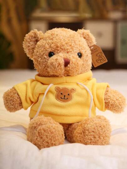 1 件可爱泰迪熊娃娃，泰迪熊娃娃，毛绒玩具，连帽衫，抱抱熊，枕头，