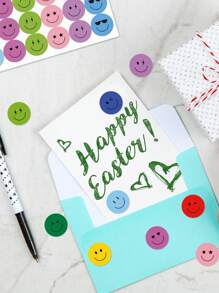 1200pcs(10sheets)/Set School Reward Behavior Happy Smiling Face Sticker, Colorful Round Reward Label Sticker, 10 Styles Teacher Happy Smile PVC Waterproof Encouragement Stickers Back To School