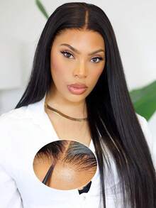 Straight Bye Bye Knots Wig Glueless Wigs Human Hair 200% Density Pre Plucked Pre Cut 6x4 HD Lace Closure Wigs Human Hair Straight Lace Front Wigs Human Hair For Women - 黑色 - 查看 10