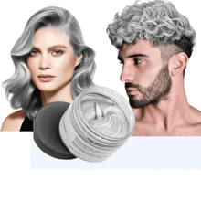 sevich Temporary Hair Coloring Wax Hair Dye, 4.23oz Instant Hairstyle Mud Cream Color Mask, Natural Hair Coloring Wax Material Disposable Hair Styling Dye Ash (Blue, Dye Free) For Cosplay, Party, Masquerade, Halloween Etc. - Xám - Xem 2