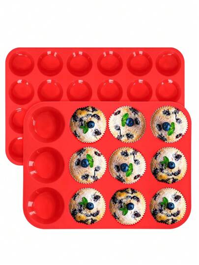 1pc/2pcs/3pcs/5pcs 12/24 Cups Nonstick Silicone Muffin Pan Silicone Baking Mold For Pastry Cupcake Cake Tart Bread Brownie