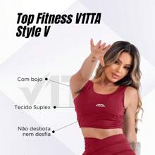 Fitness Top With Pad V1TTA Style V Academia - 紫紅色 - 查看 4