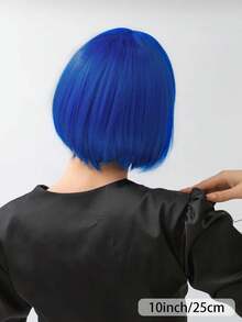 Tóc giả tổng hợp Blue BOB có mái Cosplay mặc hàng ngày cho các bữa tiệc ngày lễ - Nhiều màu - Xem 5