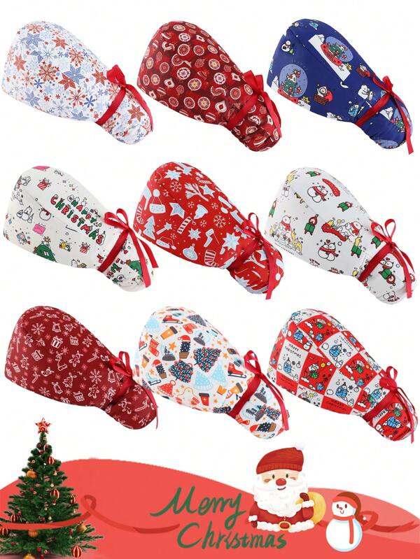 1 pieza Gorra de cabeza impresa en poliéster, adecuado para Halloween, Navidad, cuidado del hogar/salón, anti-viento y polvo, diseño de cola larga, aplicable para el gorro de Navidad de todas las temporadas