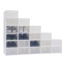 20Pcs Shoe Storage Cabinet ,Sneaker Shoes Plastic Organizer,Case Stackable(White, Clear/ Each Box: 33*23*14cm/13*9.1*5.5in(L*W*H))