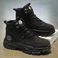 Men's Shoes 2025 New High Help Work Shoes Anti-Slip Wear Thick Soled Casual Shoes Fashion Men With All Fashion Shoes - 黑色 - 查看 4