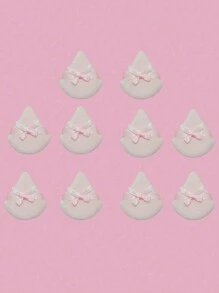 Set de 5/10/20/50 piezas de Esponja de Maquillaje en Forma de Triángulo con Decoración de Lazo para Polvo Suelto y en Polvo Mineral (Color Rosa)
