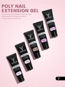 YOKEFELLOW 15g 聚氨酯指甲延长凝胶，果冻粉色四季凝胶颜色，用于指甲强化剂，快速增强指甲，适用于专业美甲师和初学者在家美甲沙龙，送给朋友家人的节日礼物 - 粉色 - 查看 6