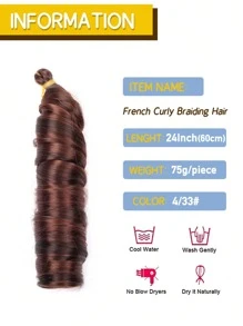 amir hair Tóc giả móc sợi xoăn kiểu Pháp dài 24 inch, lọn xoăn bồng bềnh, thích hợp cho tóc giả và tóc nối tổng hợp, 1 cuộn/75g - Nhiều màu - Xem 4