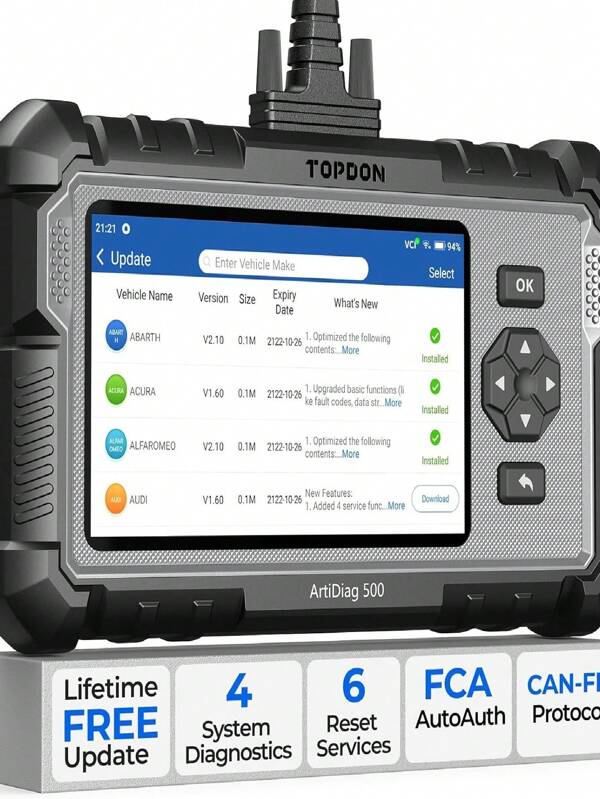 TOPDON AD500 OBD2 Scanner Car Code Reader Scan Tool, Engine ABS SRS Transmission Diagnostics Tool, Oil/Throttle/SAS/TPMS/BMS/EPB Reset Car Scanner