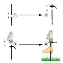 太阳能 LED 猫头鹰花园桩灯、猫头鹰太阳能户外花园灯、带自动开关的逼真户外景观灯、围栏动物雕像灯装饰、带桩的太阳能防水可爱猫头鹰，适用于花园、户外、庭院、草坪 - 查看 4