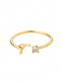 18k Gold Plated A-Z Initial Rings For Women Open Adjustable Wedding Ring 2023 Gold Color Couple Jewelry Accessories Gift - Yellow Gold - View 16